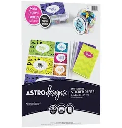 Astrobrights Sticker Paper, 8.5&#034;x11&#034;, 24lb/89gsm, White, 15 Sheets (91296-02)