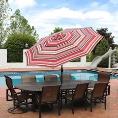 SunnyDaze Decor Awning Stripe 9' Aluminum Patio Umbrella