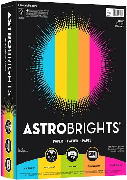 Astrobrights Color Paper Bright Assortment 24lb 8.5 x