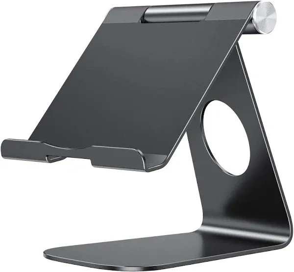 OMOTON Tablet Stand Holder Adjustable, T1 Desktop Aluminum Tablet Dock Cradle Compatible with iPad Air/Mini, iPad 10.2/9.7, iPad Pro 11/12.9, Samsung Tab and More, Black