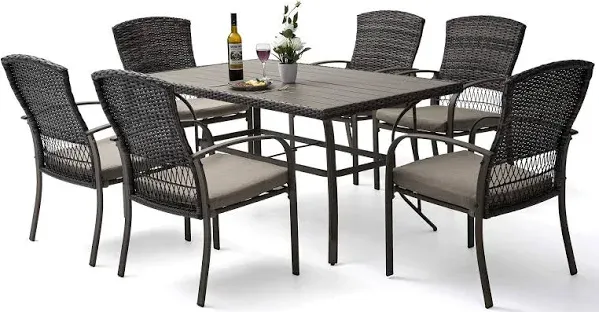 Pamapic Patio Dining 7 Piece Outdoor Wicker Furniture Set