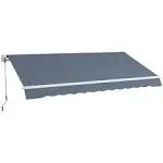 Outsunny 12&#39; x 10&#39; Manual Retractable Awning Outdoor Sunshade Shelter with Adjustable &amp; Versatile Design