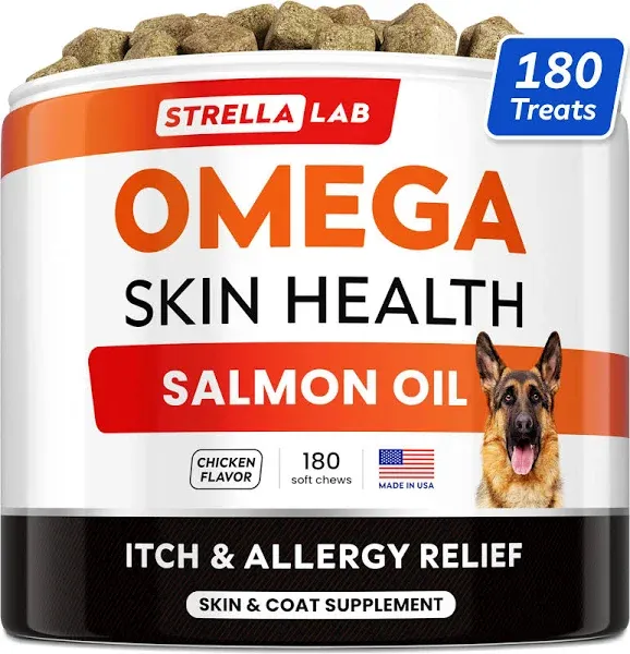 Strellalab, Omega Skin Health with Salmon Oil, for Dogs & Cats