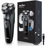 SEJOY 3D Men Electric Shaver Rotary Razor Rechargeable Cordless Sideburn Trimmer