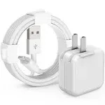 iPad Charger, iPad Charger Cord 10 FT MFI Certified, 12W USB Wall Charger Foldable Portable Travel Plug with Long Lightning iPad Cable for iPad 4/5/6/7/8/9, iPad Mini 1/2/3/4/5, iPad Air 1/2/3, iPhone