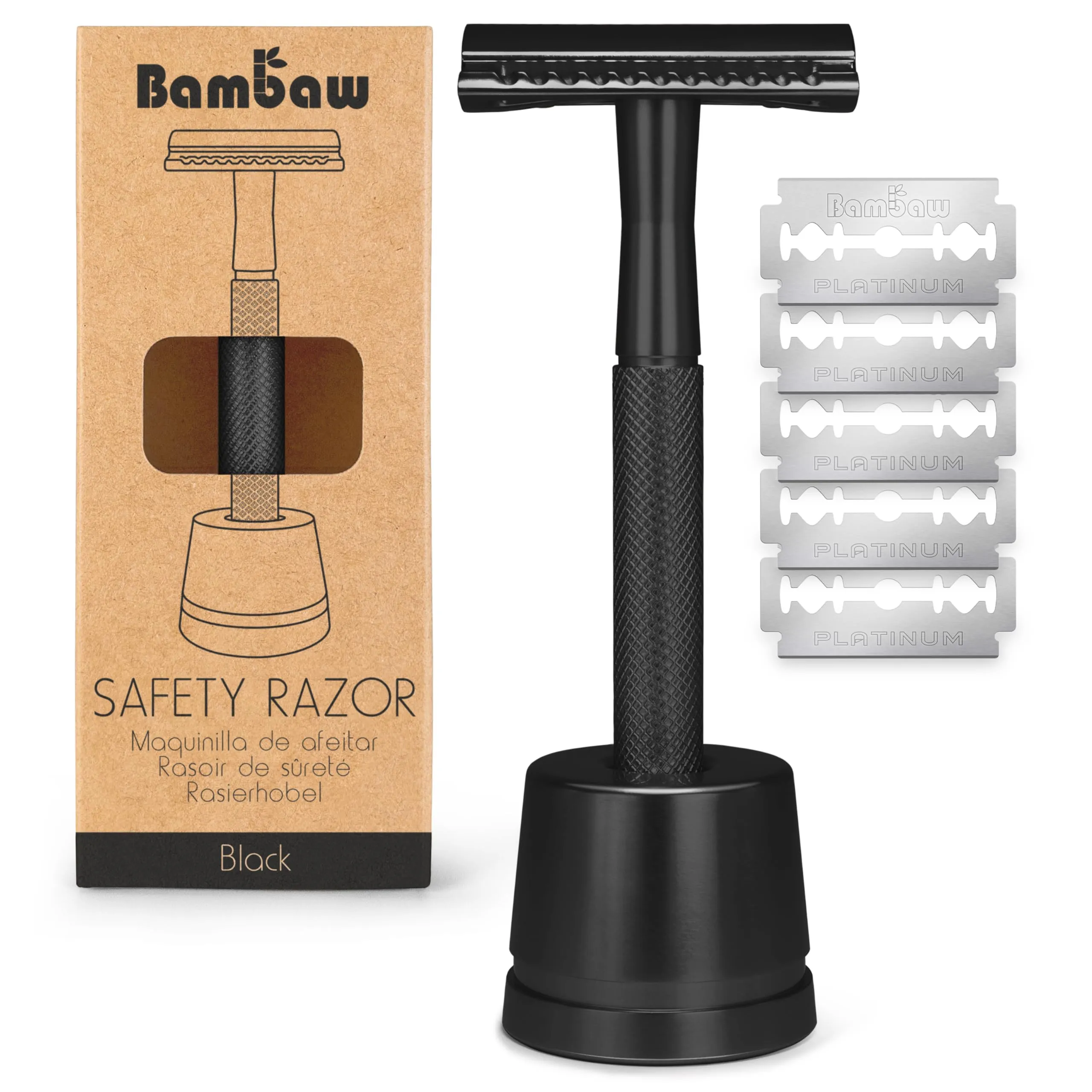 Bambaw Double Edge Safety Razor Single Blade Razor for Men with Razor Stand