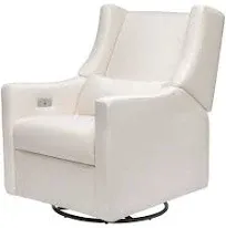 Babyletto Kiwi Electronic Recliner and Swivel Glider - Almond Teddy Loop with Light Wood Base