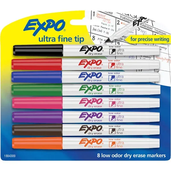 EXPO® Low-Odor Dry-Erase Marker, Ultra Fine Point, Assorted, 8/Se 071641072961