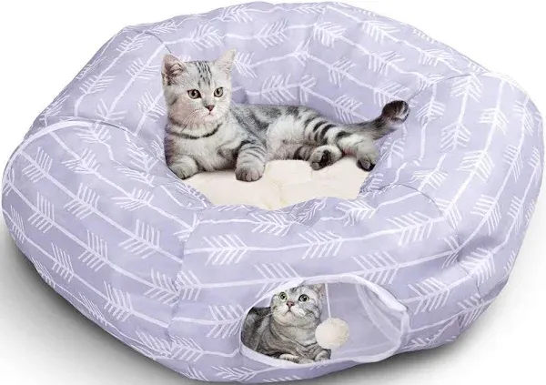  Cat Tunnel Bed for Hot Summer, Collapsible Washable Cat Tube Tent Toy for 