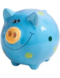 JYPHM Ceramic Piggy Bank for Kids Small Coin Bank for Boys and Girls Unique Birthday Gift Nursery Decor Piggy Banks Blue (5x5x4inch)