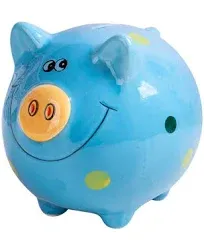 Somotersea Ceramic Piggy Bank for Kids Coin Bank for Boys and Girls Unique Birthday Gift Nursery Decor Piggy Banks Blue (5x5x4inch)