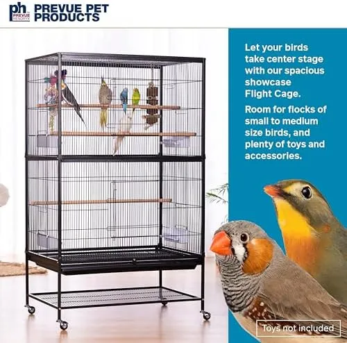 Wrought Iron Flight Cage with Stand F040 Black Bird Cage