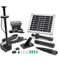 Solar Water Pump with Backup Battery and Fountain Lights for Birdbath, Founta...