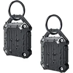 Dovick- Waterproof Airtag Keychain Holder Case,Screw Full Cover Compatible with Apple Air Tag Tracker Key Ring Black 2Pack