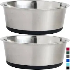 Dog Bowl Set of 2, Heavy Duty Stainless Steel Bowls by Gorilla Grip, Holds 4 Cups, Gray