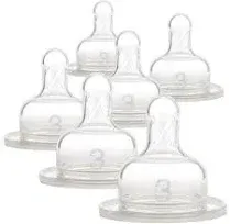 Dr. Brown&#039;s Natural Wide-Neck Nipple, Level 3 (6m+, 6-pack, Silicone