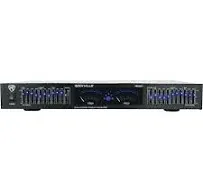 Rockville Audio REQ20 Dual 10 Band Home Theater Equalizer Graphic EQ w/VU Meters