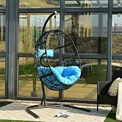 Costway Hammock Chair with Stand Hanging Cushioned Swing Egg Chair