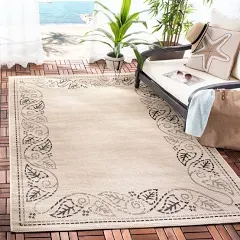 SAFAVIEH Courtyard Collection Area Rug - 5'3" x 7'7", Sand & Black, Non-Shedding & Easy Care, Indoor/Outdoor & Washable-Ideal for Patio, Backyard, Mudroom (CY1677-3901)