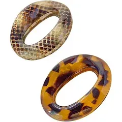 Parcelona French Flat Tube Cutout Small 2 1/2" Celluloid Set of 2 No Slip Grip Hair Claw Clips Women Hair Accessories