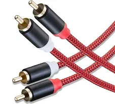 RCA Cable, 2RCA Male to 2RCA Male Audio Stereo Subwoofer Cable Nylon-Braided Auxiliary Audio Cord for Home Theater, HDTV, Amplifiers, Hi-Fi Systems,Speakers (1.5FT/0.5M)