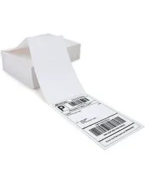 1000 Labels Fanfold 4&#034; x 6&#034; Direct Thermal Labels, with Perforated line for T...