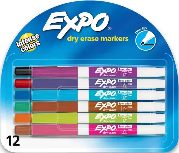 Dry-erase Markers, Fine Point, Nontoxic, 4/ST, Assorted