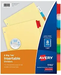 Avery 8-Tab Dividers Insertable Big