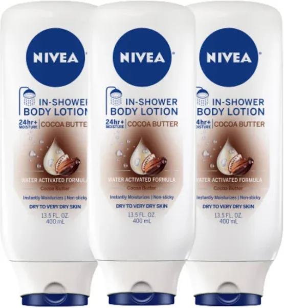 NIVEA Cocoa Butter In-Shower Body Lotion Non-Sticky Dry to Very Dry Skin 13.5 oz