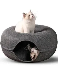 Plush Cat Donut Tunnel Bed: Large Peekaboo Cat Hideaway &, Cat Tunnels for Indoor Cats, Perfect Large Cat Cave/Toy/Bed! cat toys for indoor cats, cat tunnels for indoor cats Cat Tunnel