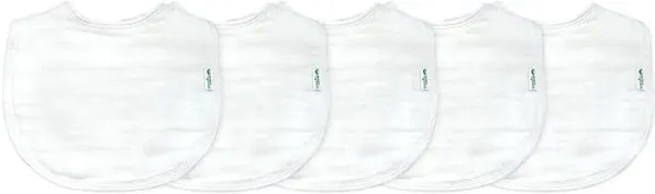 Green Sprouts 5-Pack Organic Cotton Muslin Baby Bibs White