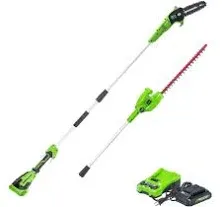 Greenworks 24V 8" Cordless Polesaw and Pole Hedge Trimmer Combo Kit