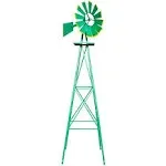 Upgrade 8FT Metal Windmill Ornamental Spinner Backyard Garden Decoration Weat...