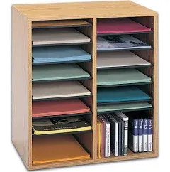 Safco Products Wood Adjustable Literature Organizer, 16 Compartment with Adjustable Shelves, CDs Storage, and Durable Laminate Finish, for Home Office, Classroom, and Craft Room