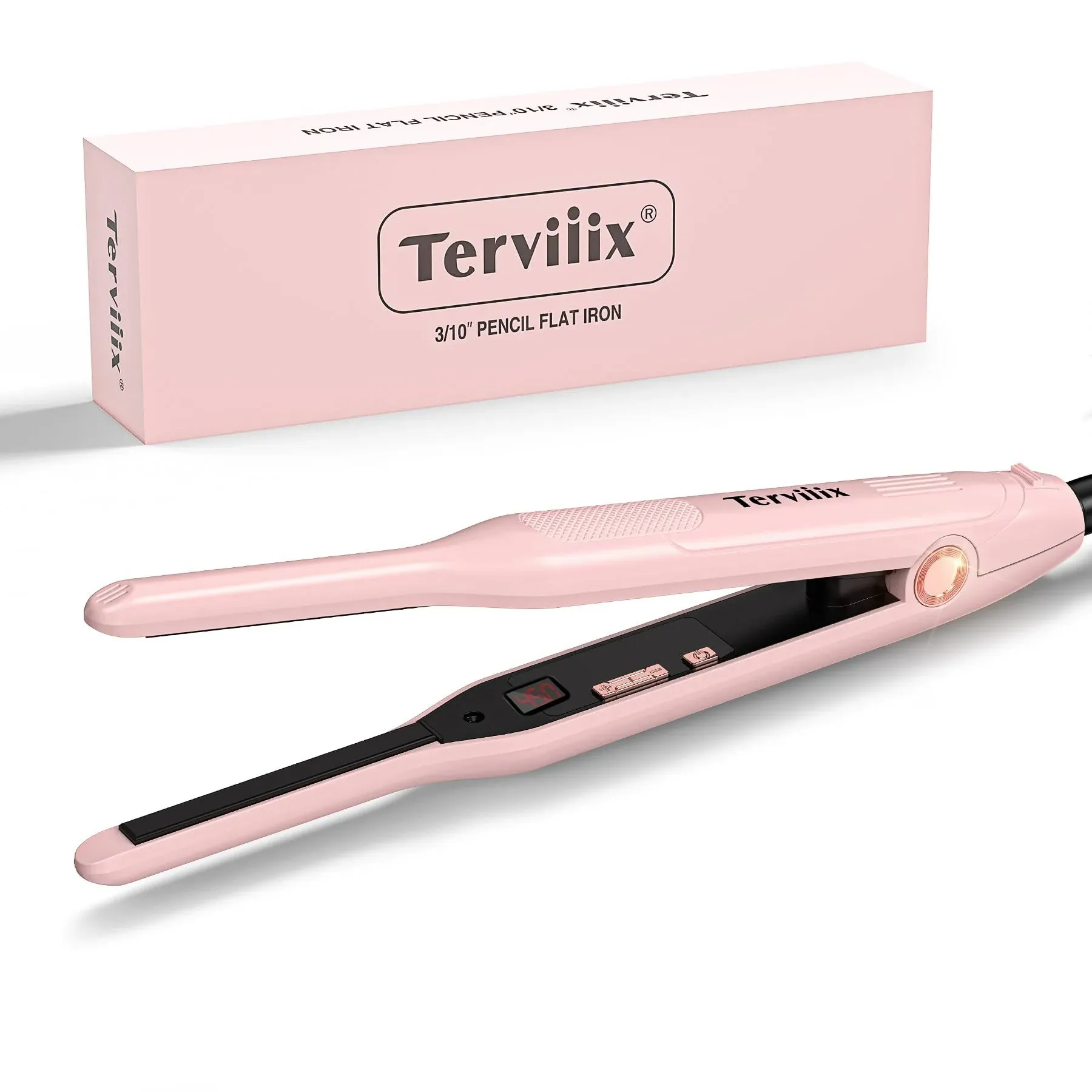 Terviiix 3/10" Small Flat Iron, Pencil Flat Iron for Short Hair, Pixie Cut and Bangs, Ceramic Mini Hair Straightener for Edges