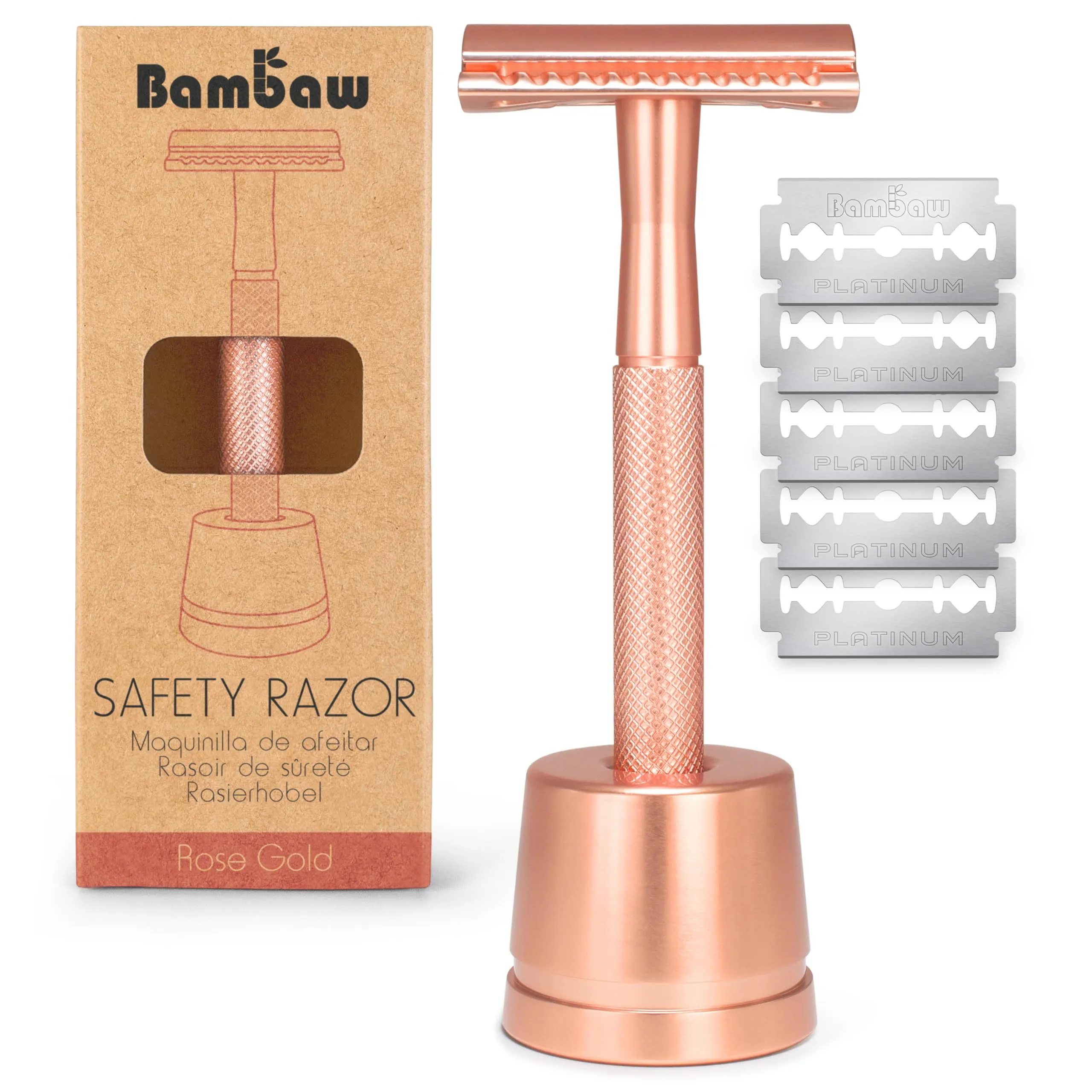 Bambaw Rose Gold Safety Razor with Stand - NIB