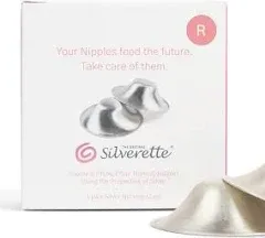 SILVERETTE The Original Silver Nursing Cups, Nipple Covers for Breastfeeding with O-Feel Silicone Rings, Regular