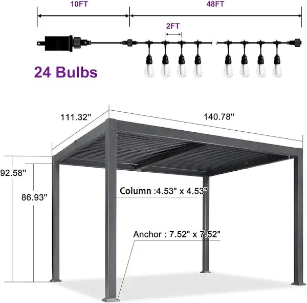 Purple Leaf Outdoor Louvered Pergola