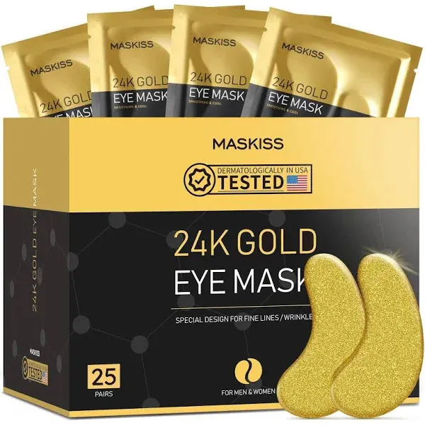 Maskiss 30-Pairs 24K Gold Under Eye Patches, Eye Mask, Eye Patches for Puffy Eyes, Eye Masks for Dark Circles and Puffiness, Collagen Skin Care