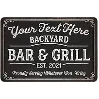 Personalized Backyard Bar and Grill Sign