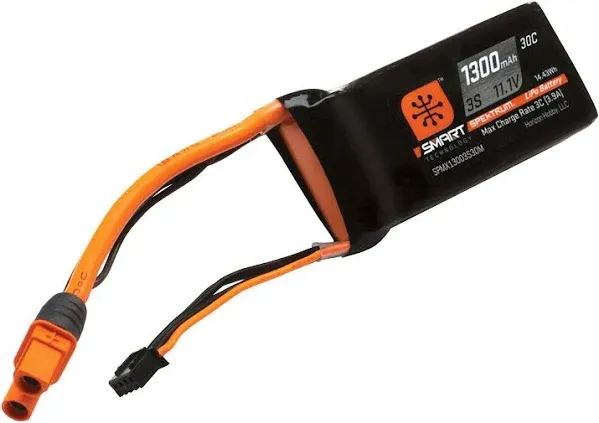 Spektrum 11.1V 1300mAh 3S 30C Smart LiPo Battery: IC3, SPMX13003S30M