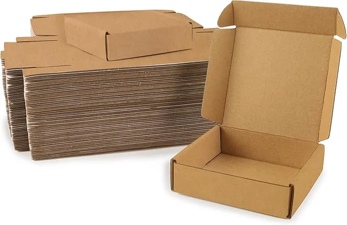 BIOBROWN 4x4x1" 50 Pack Corrugated Cardboard Boxes Small Shipping Box for Packaging Small Business Mailer Mailing Kraft