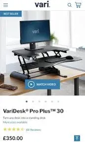 Varidesk 49357 Pro Plus 30&#034; Height-Adjusta<wbr/>ble Standing Black 49357