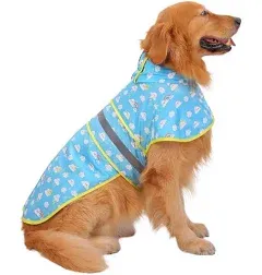 Hde Dog Raincoat Hooded Slicker Poncho for Small to X-Large Dogs and Puppies (Yellow, Large)