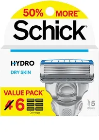 Lot Of 2 Schick Hydro Dry Skin Razors 6 Cartridges/eac<wbr/>h #4829