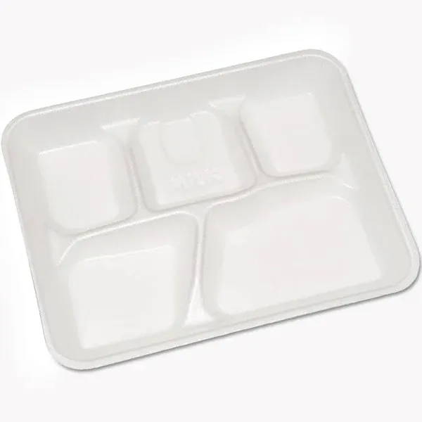 Pactiv Foam School Trays 5-Compartment