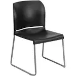 Flash Furniture Stack Chair with Sled Base: Hercules Series, Black, Full Back, Contoured, 880 lb Capacity