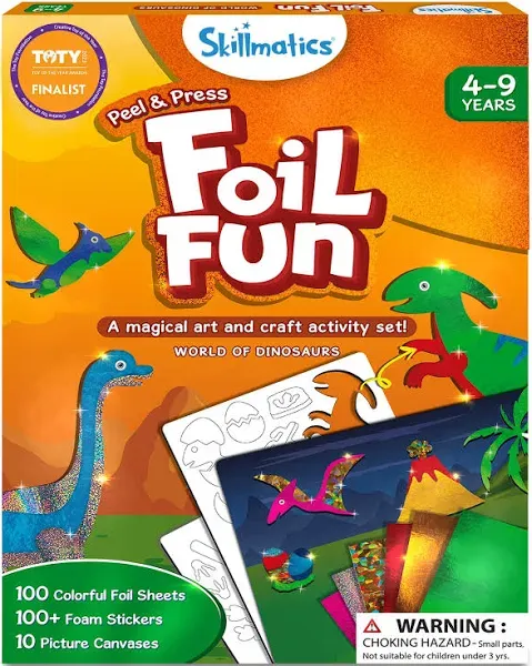 Skillmatics Art & Craft Activity - Foil Fun Dinosaurs, No Mess Art for Kids, Craft Kits & Supplies, DIY Creative Activity, Christmas Gifts for Boys & Girls Ages 4, 5, 6, 7, 8, 9, Travel Toys