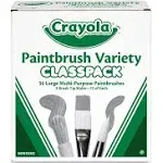 Crayola® Large Variety Paint Brush Classpack, Natural Bristle/Nylon, Flat/Round, 36/Set (CYO050036)