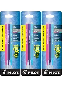 Pilot Refills for Frixion Erasable Gel Ink Pens, Fashion Assorted, Pack of 9 (77336)